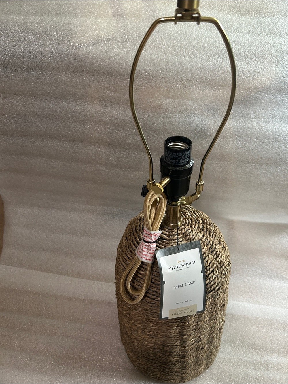 Studio McGee Natural Seagrass Lamp Base Only with Brass Hardware